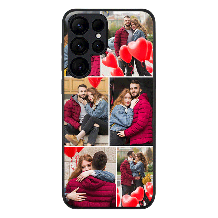 Samsung Galaxy S24 Ultra / Rugged Black Personalised Valentine Photo Collage Grid, Phone Case - Samsung S Series - Stylizedd.com