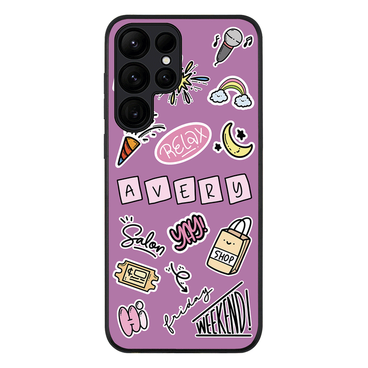 Samsung Galaxy S25 Ultra / Rugged Black Personalized Name Cute Weekend Girl Sticker, Phone Case - Samsung S Series - Stylizedd.com
