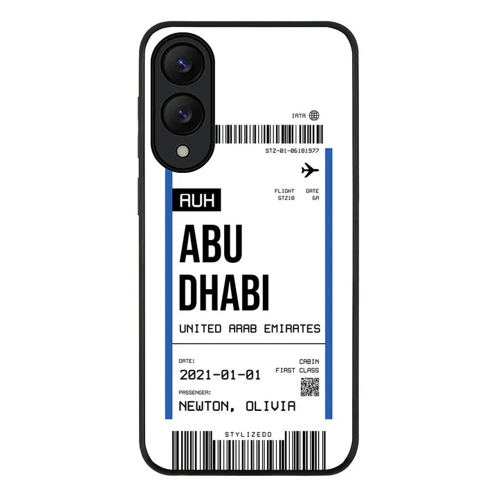 Custom Flight Boarding Pass Ticket Phone Case - Samsung S Series - Galaxy S25 Edge / Rugged Black