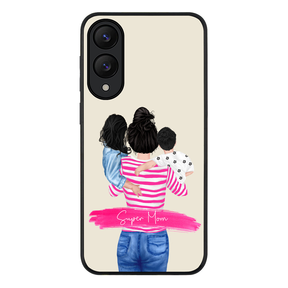 Samsung Galaxy S25 Edge / Rugged Black Custom Clipart Text Mother Son & Daughter Phone Case - Samsung S Series - Stylizedd.com