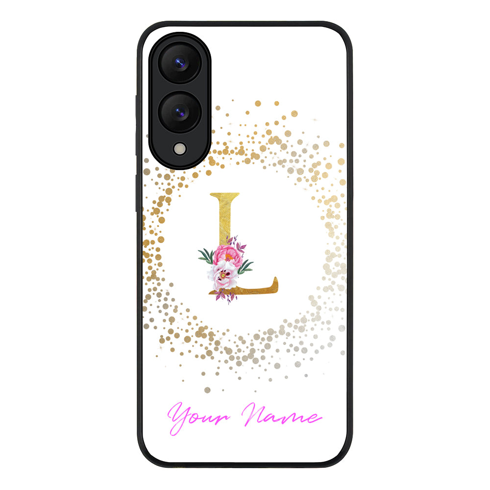 Samsung Galaxy S25 Edge / Rugged Black Floral Initial Phone Case - Samsung S Series - Stylizedd.com