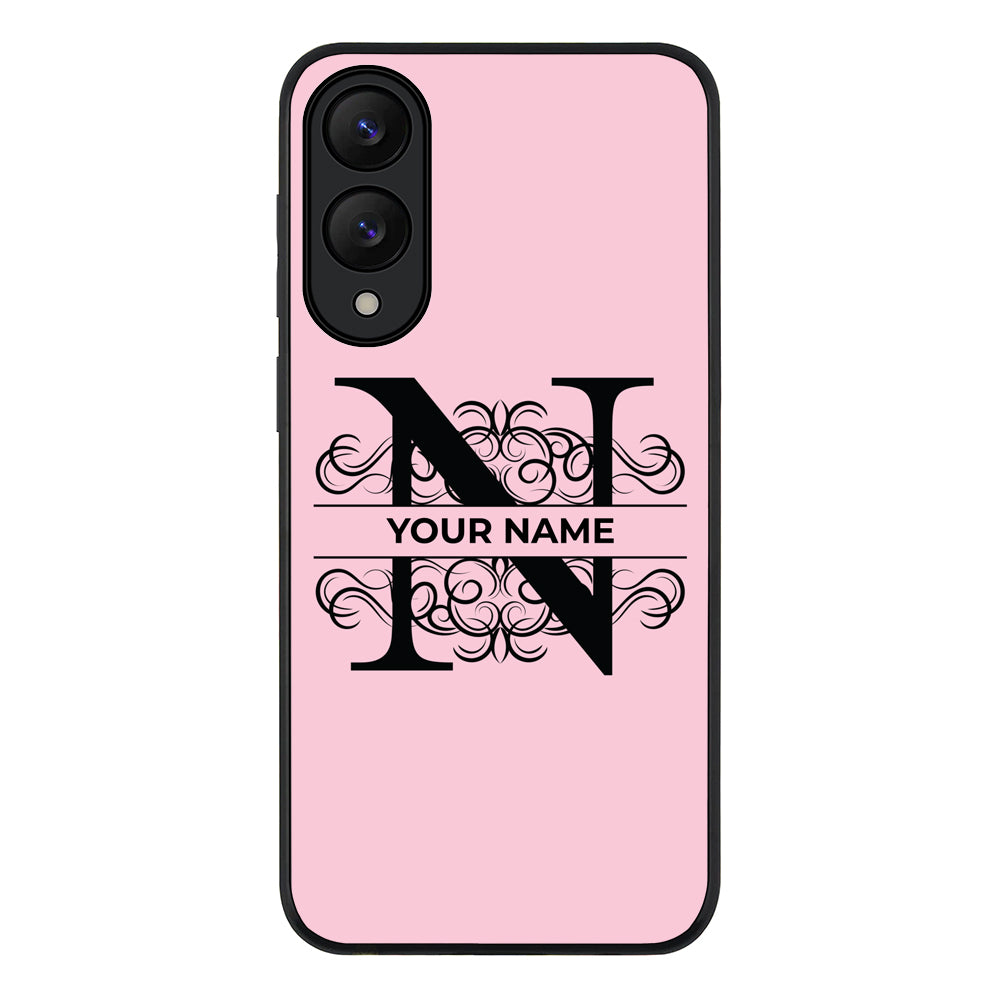 Samsung Galaxy S25 Edge / Rugged Black Split Floral Initial Phone Case - Samsung S Series - Stylizedd.com
