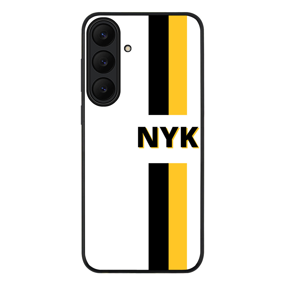 Samsung Galaxy S25 FE / Rugged Black Custom Striped Monogram Phone Case - Samsung S Series - Stylizedd.com