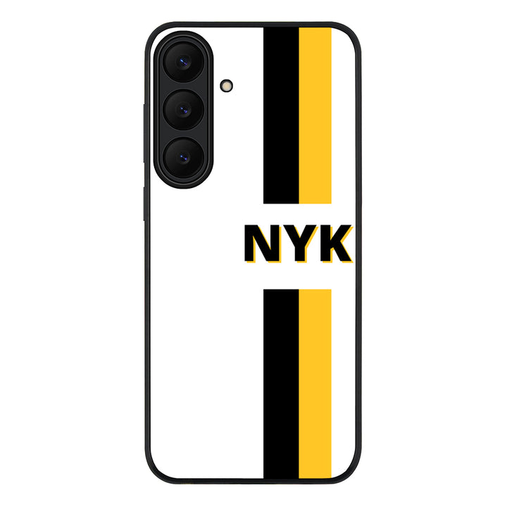 Samsung Galaxy S25 FE / Rugged Black Custom Striped Monogram Phone Case - Samsung S Series - Stylizedd.com