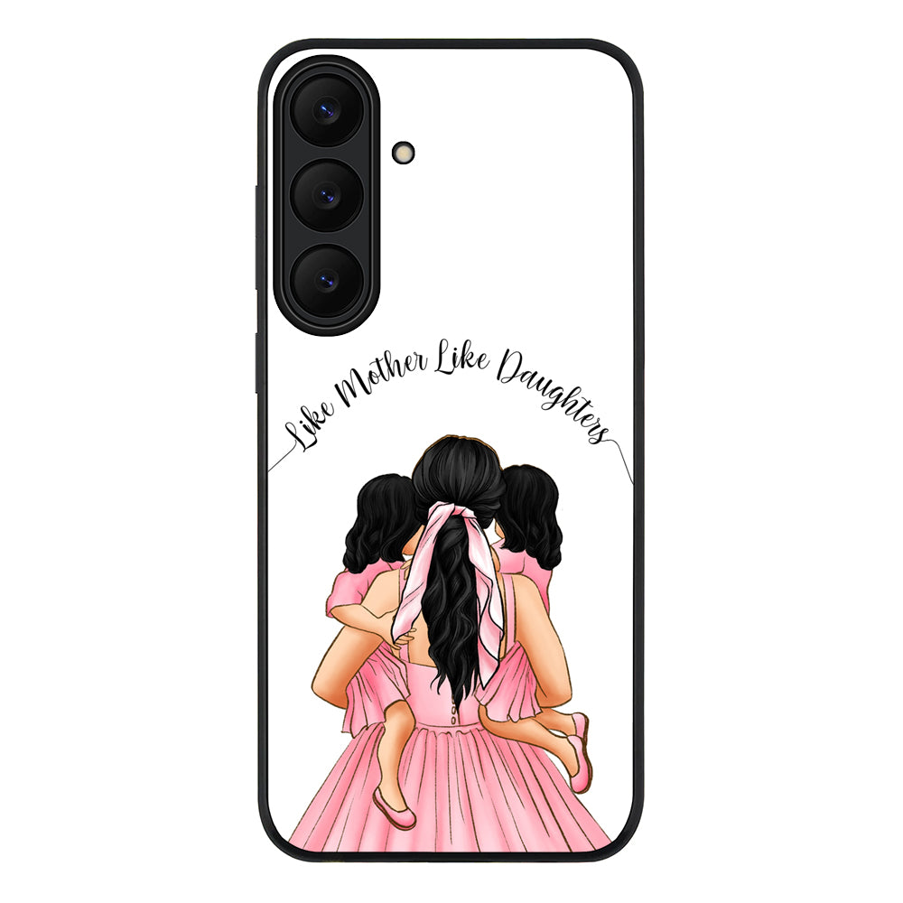 Samsung Galaxy S25 FE / Rugged Black Mother 2 daughters Custom Clipart, Text Phone Case - Samsung S Series - Stylizedd.com