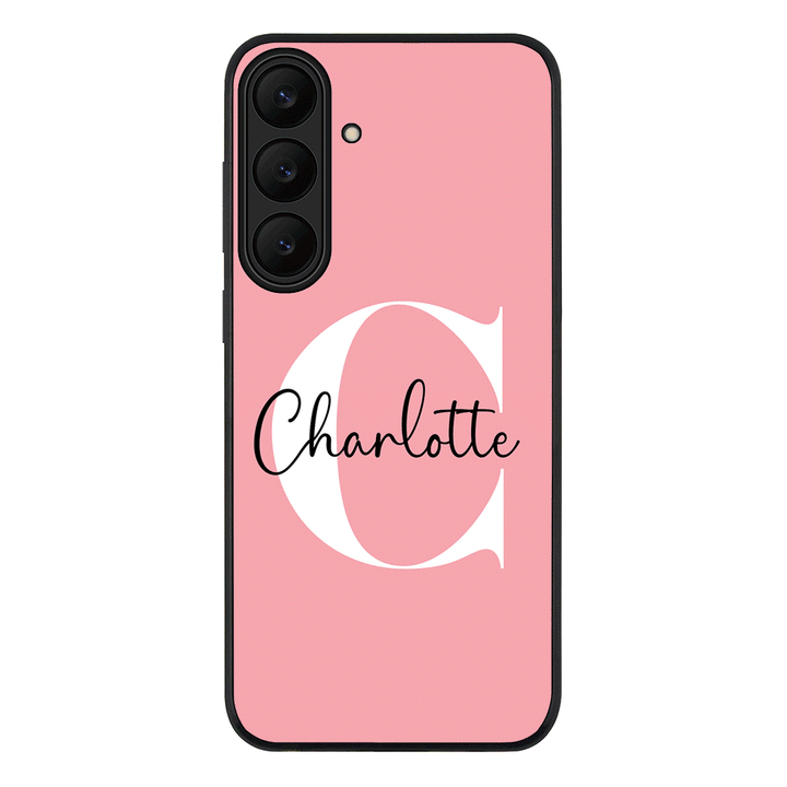 Samsung Galaxy S25 FE / Rugged Black Custom Monogram Large Initial Name & Letter, Phone Case - Samsung S Series - Stylizedd.com