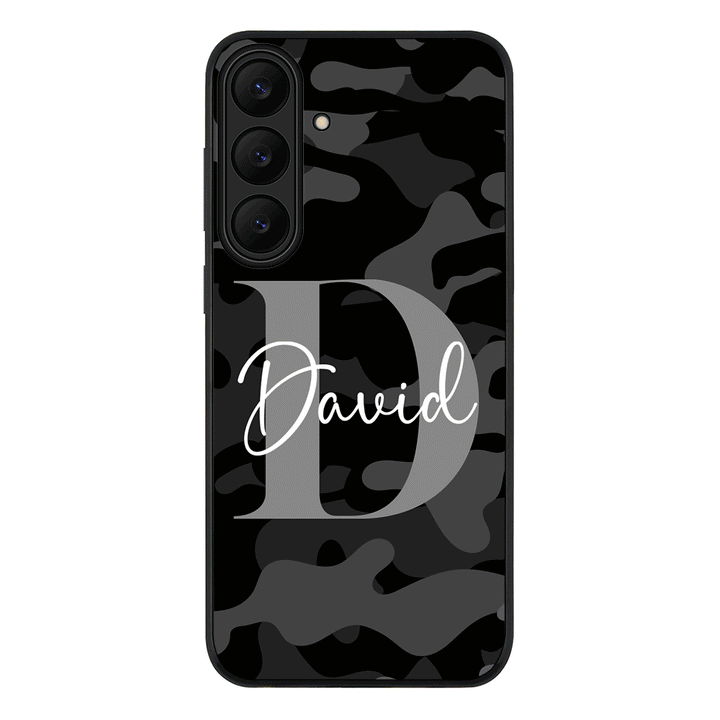 Samsung Galaxy S25 FE / Rugged Black Personalized Name Camouflage Military Camo Phone Case - Samsung S Series - Stylizedd.com