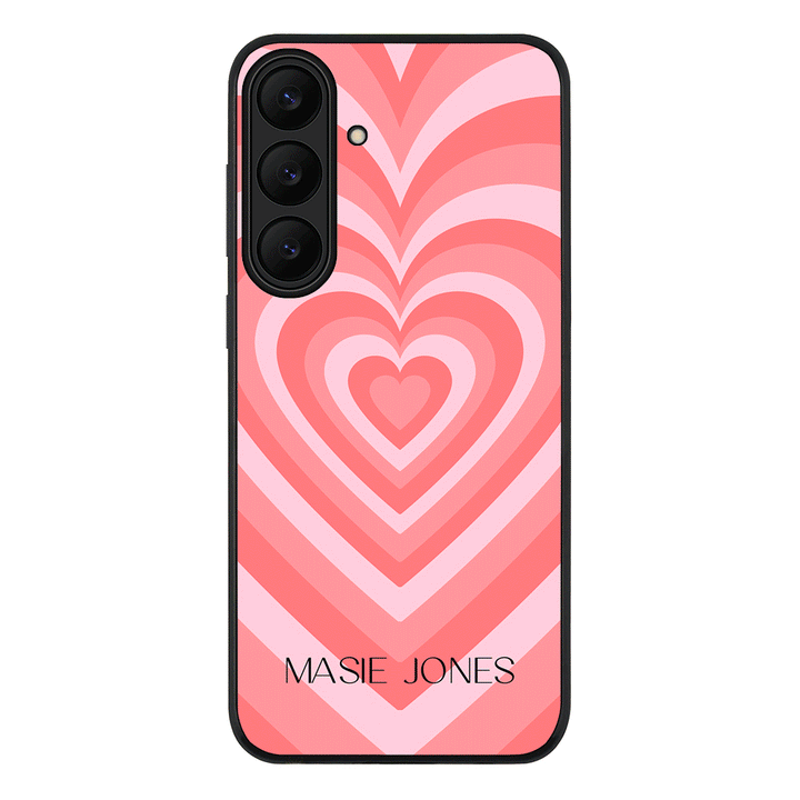 Samsung Galaxy S25 FE / Rugged Black Personalized Name Retro Hearts, Phone Case - Samsung S Series - Stylizedd.com