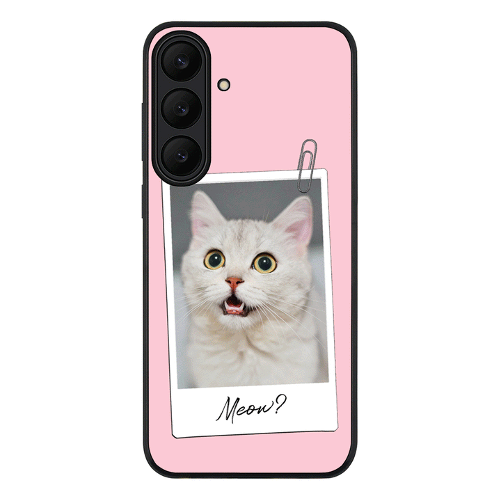 Samsung Galaxy S25 FE / Rugged Black Polaroid Photo Pet Cat, Phone Case - Samsung S Series- Stylizedd.com