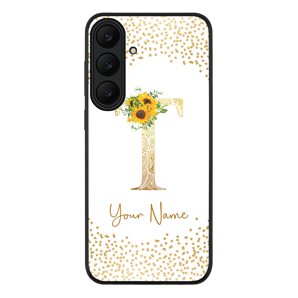 Samsung Galaxy S25 FE / Rugged Black Floral Mandala Initial Phone Case - Samsung S Series - Stylizedd.com