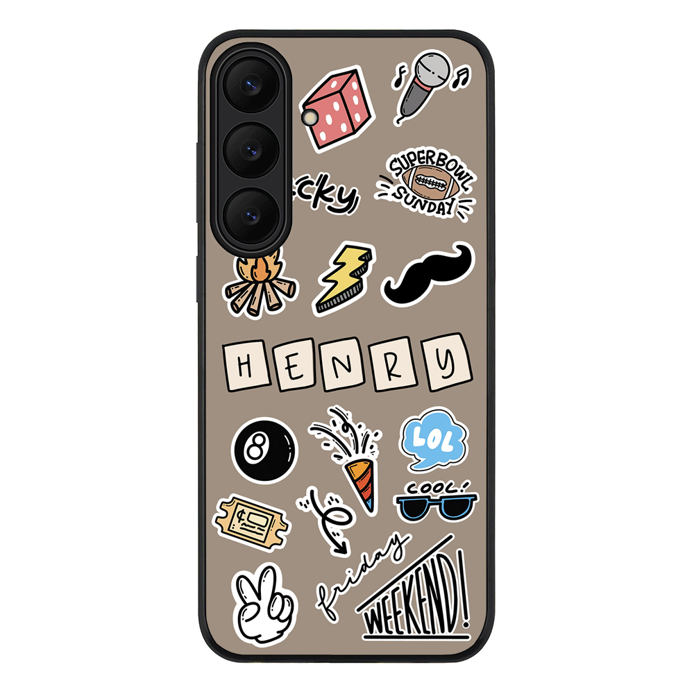Samsung Galaxy S25 FE / Rugged Black Personalized Name Lucky Guy Sticker, Phone Case - Samsung S Series - Stylizedd.com