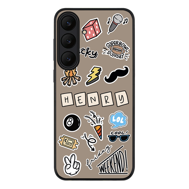 Samsung Galaxy S25 FE / Rugged Black Personalized Name Lucky Guy Sticker, Phone Case - Samsung S Series - Stylizedd.com