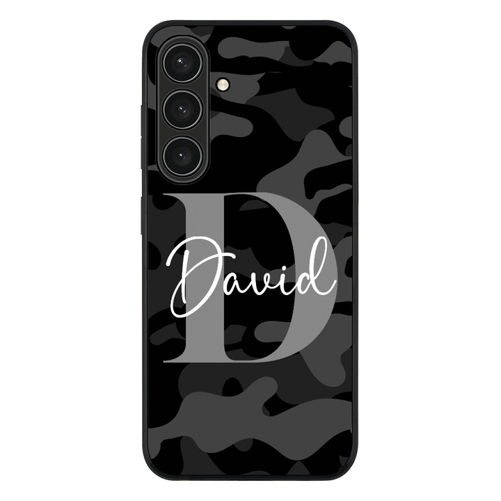 Samsung Galaxy S25 Plus / Rugged Black Personalized Name Camouflage Military Camo Phone Case - Samsung S Series - Stylizedd.com