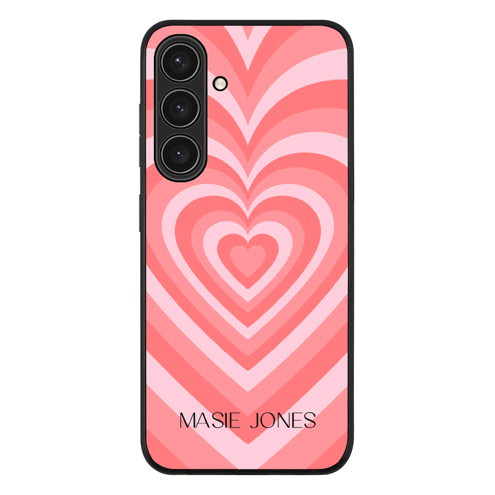 Samsung Galaxy S25 Plus / Rugged Black Personalized Name Retro Hearts, Phone Case - Samsung S Series - Stylizedd.com