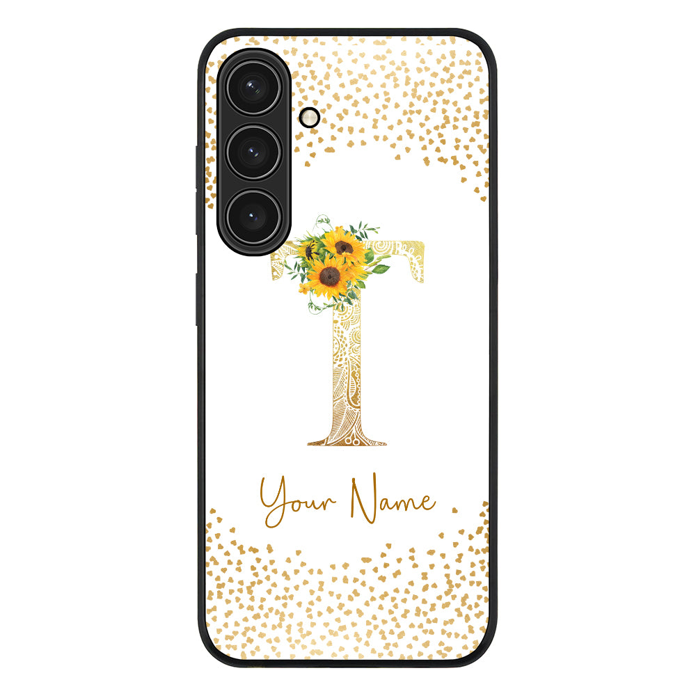 Samsung Galaxy S25 Plus / Rugged Black Floral Mandala Initial Phone Case - Samsung S Series - Stylizedd.com