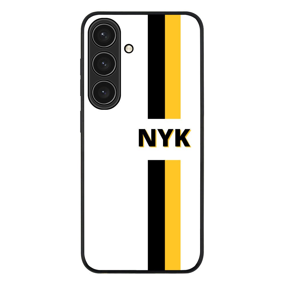Samsung Galaxy S25 / Rugged Black Custom Striped Monogram Phone Case - Samsung S Series - Stylizedd.com
