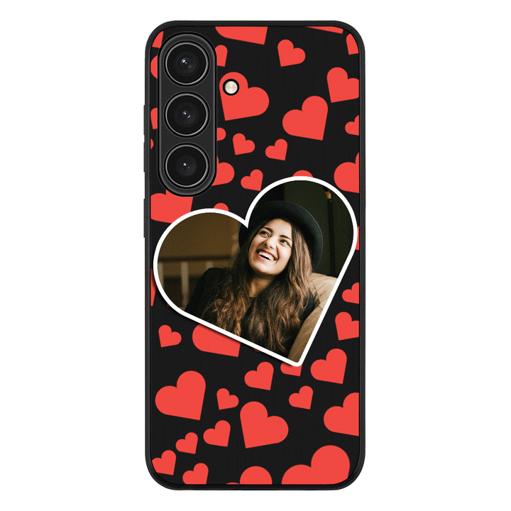 Samsung Galaxy S25 / Rugged Black Custom Photo Heart shaped, Phone Case - Samsung S Series - Samsung S Series - Stylizedd.com