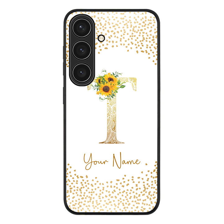 Samsung Galaxy S25 / Rugged Black Floral Mandala Initial Phone Case - Samsung S Series - Stylizedd.com