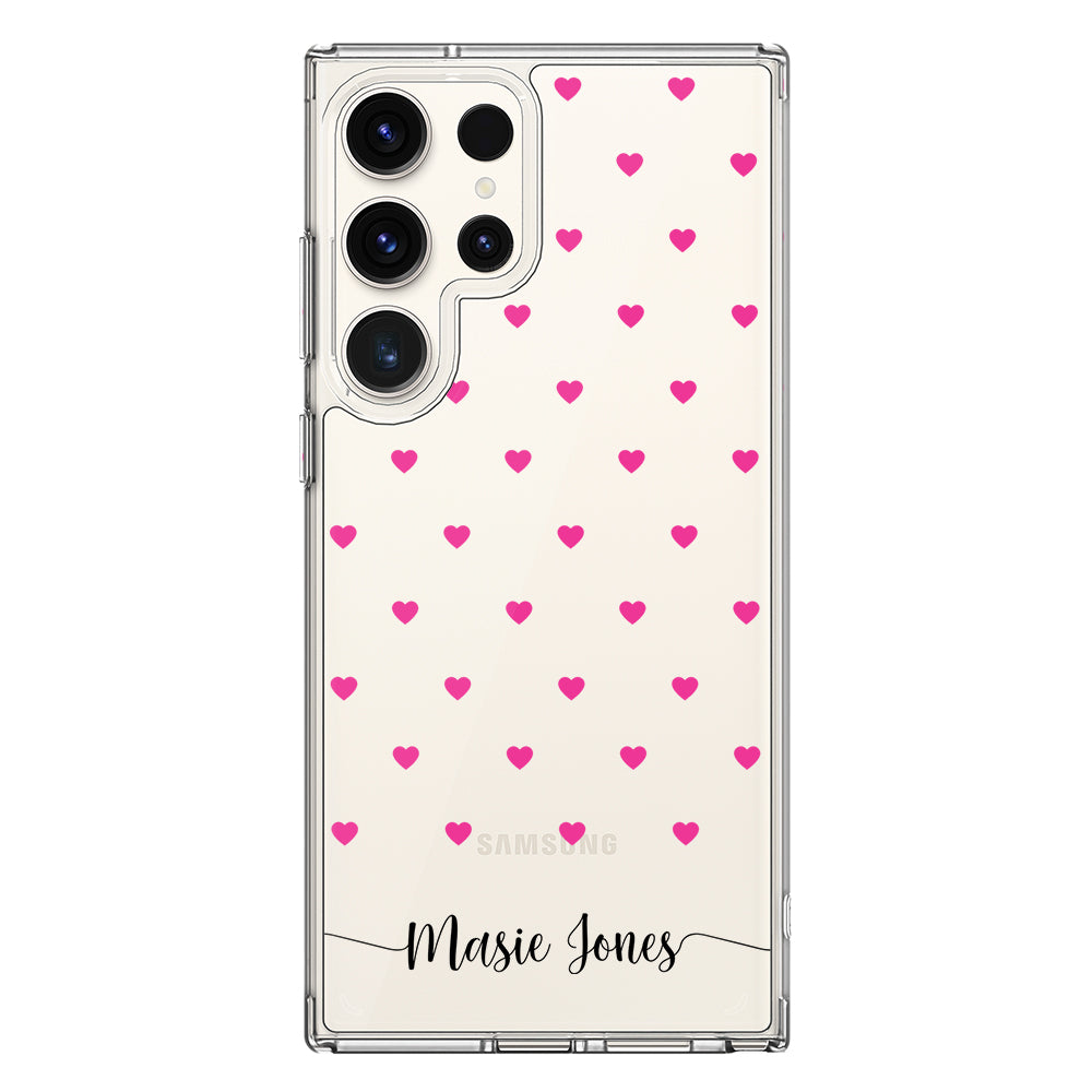 Samsung Galaxy S25 Ultra / Clear MagSafe Heart Pattern Custom Text, My Name Phone Case - Samsung S Series - Stylizedd.com
