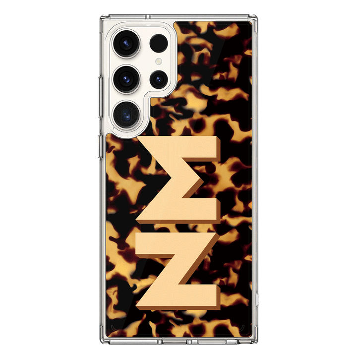 Samsung Galaxy S25 Ultra / Clear MagSafe Custom Monogram 3D Text Luxury Tortoise Shell Pattern, Phone Case - Samsung S Series - Stylizedd.com