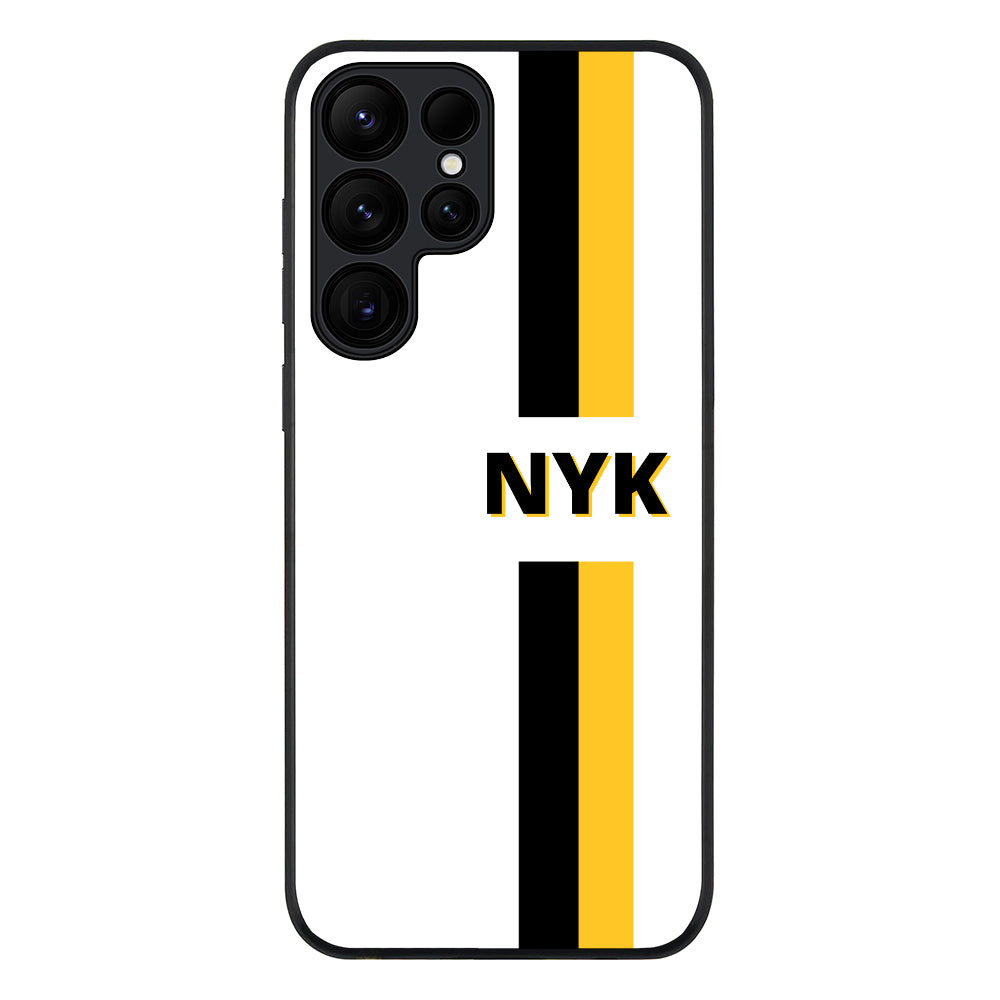 Samsung Galaxy S25 Ultra / Rugged Black Custom Striped Monogram Phone Case - Samsung S Series - Stylizedd.com