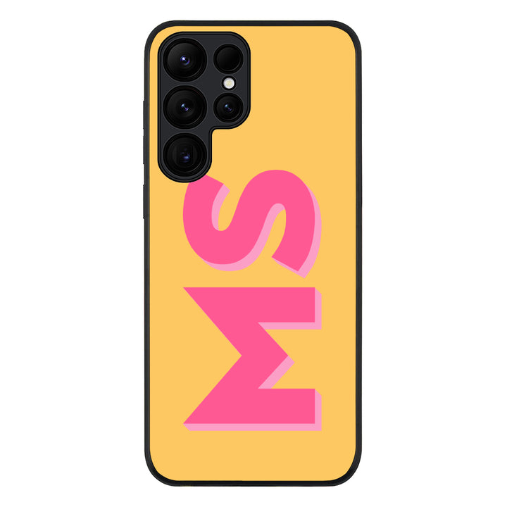 Samsung Galaxy S25 Ultra / Rugged Black Personalized Monogram Initial 3D Shadow Text Phone Case - Samsung S Series - Stylizedd.com