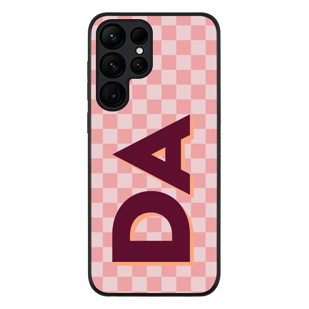 Samsung Galaxy S25 Ultra / Rugged Black Custom Monogram Initial Small Checkerboard, Phone Case - Samsung S Series - Stylizedd.com