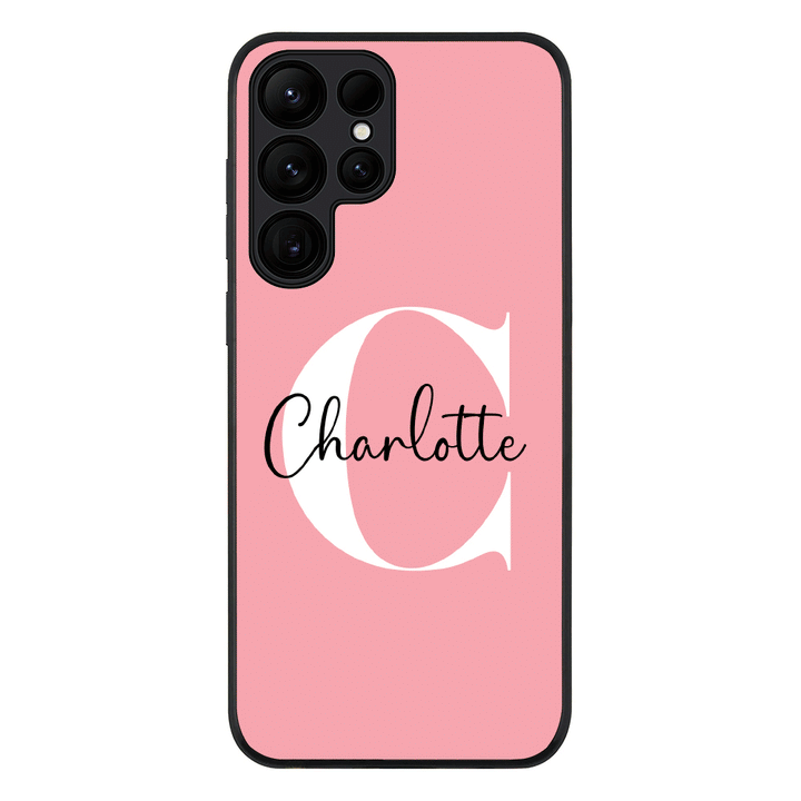 Samsung Galaxy S25 Ultra / Rugged Black Custom Monogram Large Initial Name & Letter, Phone Case - Samsung S Series - Stylizedd.com