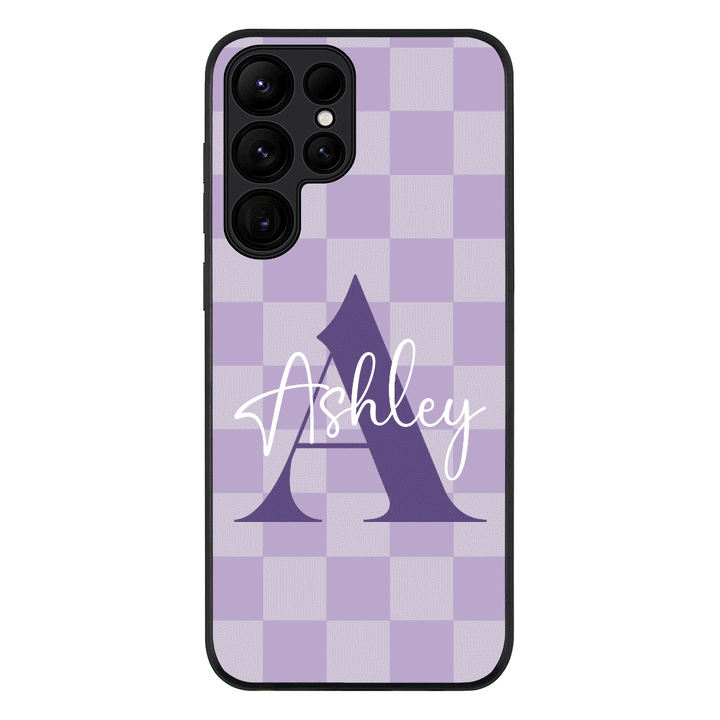 Samsung Galaxy S25 Ultra / Rugged Black Personalized Name Initial Monogram Checkerboard, Phone Case - Samsung S Series - Stylizedd.com