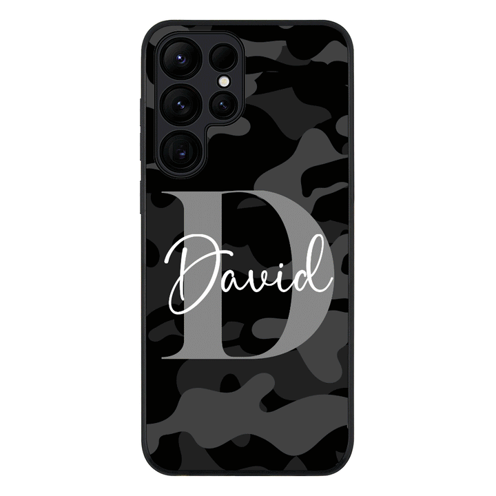 Samsung Galaxy S25 Ultra / Rugged Black Personalized Name Camouflage Military Camo Phone Case - Samsung S Series - Stylizedd.com