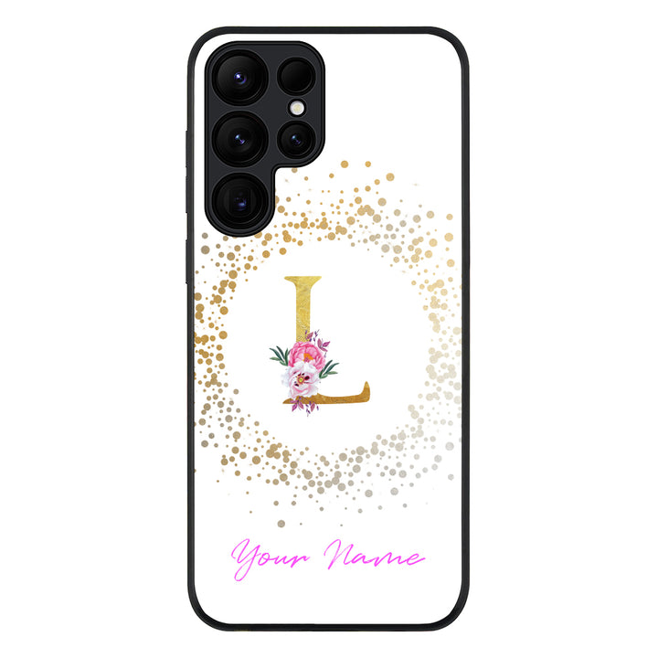 Samsung Galaxy S25 Ultra / Rugged Black Floral Initial Phone Case - Samsung S Series - Stylizedd.com