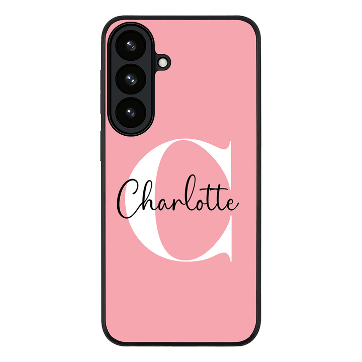 Samsung Galaxy S26 Plus / Rugged Black Custom Monogram Large Initial Name & Letter, Phone Case - Samsung S Series - Stylizedd.com
