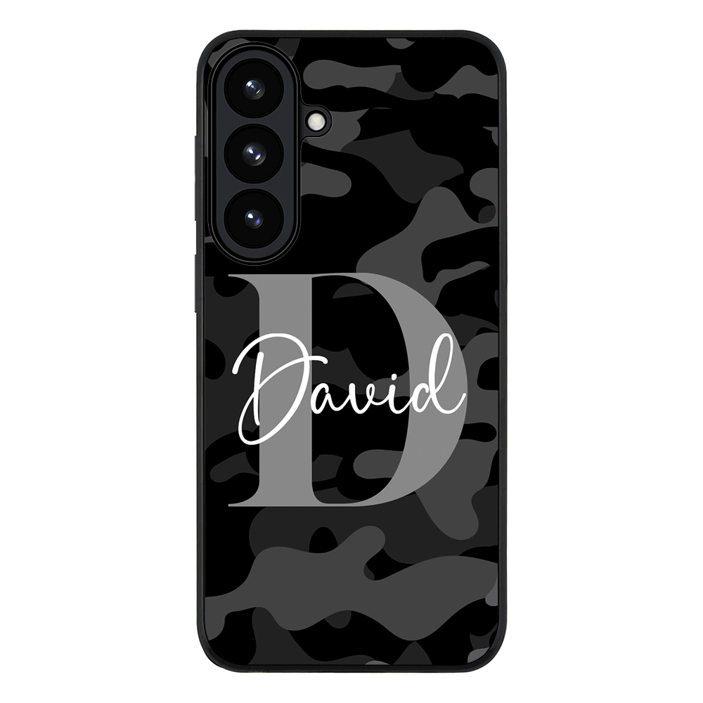 Samsung Galaxy S26 Plus / Rugged Black Personalized Name Camouflage Military Camo Phone Case - Samsung S Series - Stylizedd.com