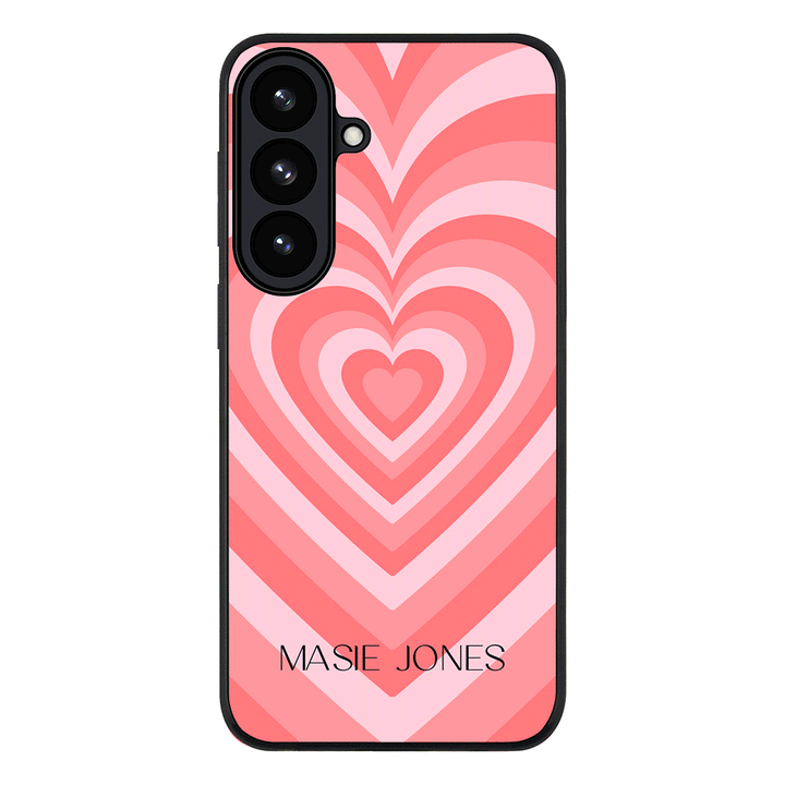 Samsung Galaxy S26 Plus / Rugged Black Personalized Name Retro Hearts, Phone Case - Samsung S Series - Stylizedd.com