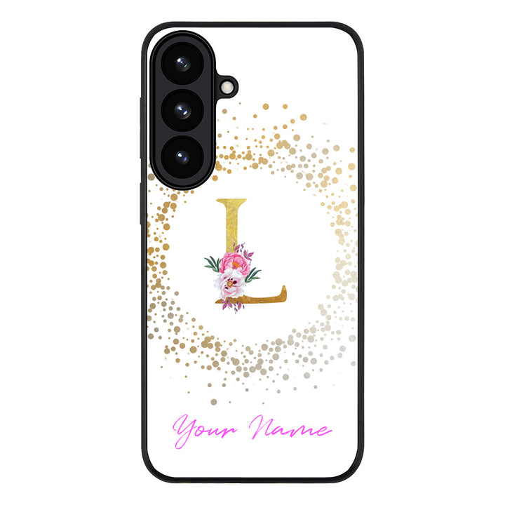 Samsung Galaxy S26 Plus / Rugged Black Floral Initial Phone Case - Samsung S Series - Stylizedd.com