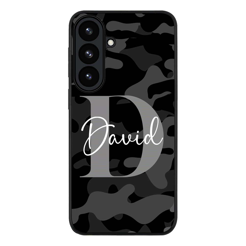 Samsung Galaxy S26 / Rugged Black Personalized Name Camouflage Military Camo Phone Case - Samsung S Series - Stylizedd.com