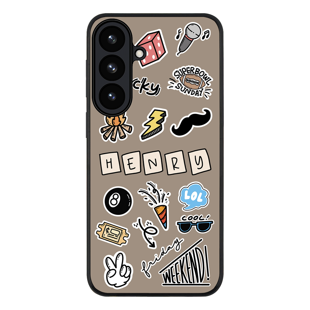 Samsung Galaxy S26 / Rugged Black Personalized Name Lucky Guy Sticker, Phone Case - Samsung S Series - Stylizedd.com