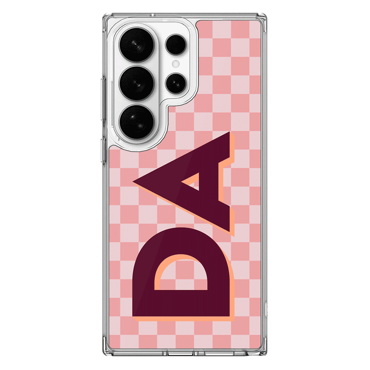 Samsung Galaxy S26 Ultra / Clear MagSafe Custom Monogram Initial Small Checkerboard, Phone Case - Samsung S Series - Stylizedd.com