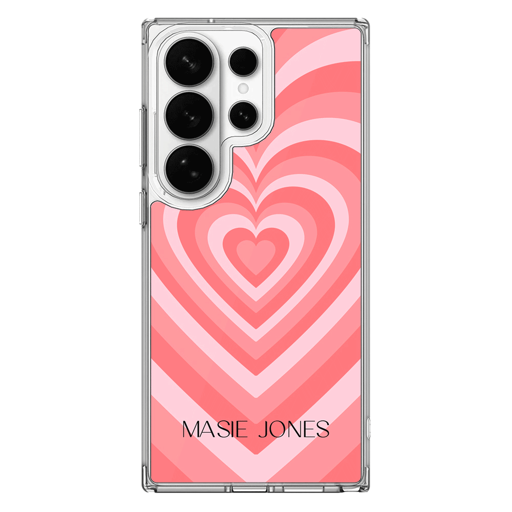 Samsung Galaxy S26 Ultra / Clear MagSafe Personalized Name Retro Hearts, Phone Case - Samsung S Series - Stylizedd.com