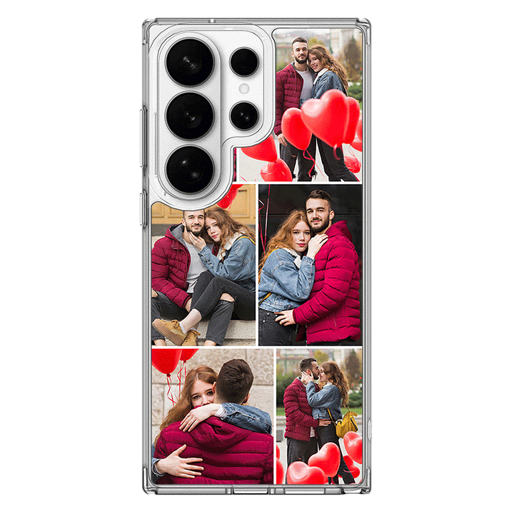 Samsung Galaxy S26 Ultra / Clear MagSafe Personalised Valentine Photo Collage Grid, Phone Case - Samsung S Series - Stylizedd.com