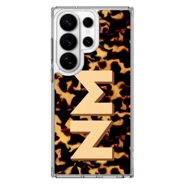 Samsung Galaxy S26 Ultra / Clear MagSafe Custom Monogram 3D Text Luxury Tortoise Shell Pattern, Phone Case - Samsung S Series - Stylizedd.com