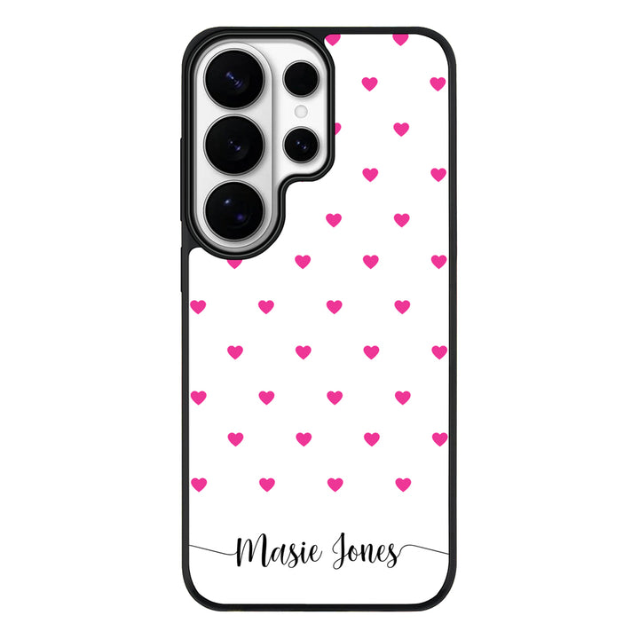 Samsung Galaxy S26 Ultra / Rugged MagSafe Heart Pattern Custom Text, My Name Phone Case - Samsung S Series - Stylizedd.com