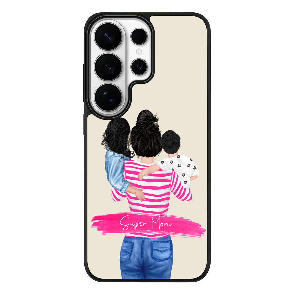 Samsung Galaxy S26 Ultra / Rugged MagSafe Custom Clipart Text Mother Son & Daughter Phone Case - Samsung S Series - Stylizedd.com