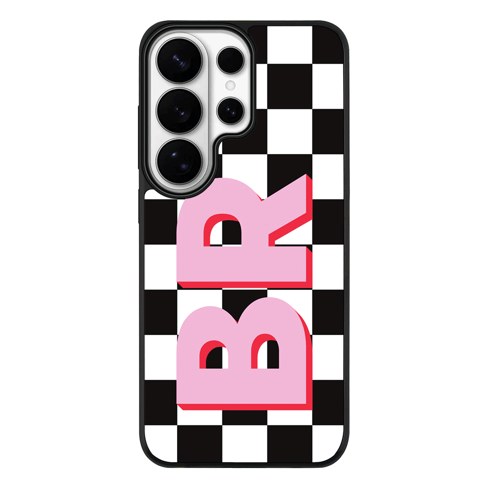 Samsung Galaxy S26 Ultra / Rugged MagSafe Custom Monogram Initial Checkerboard, Phone Case - Samsung S Series - Stylizedd.com