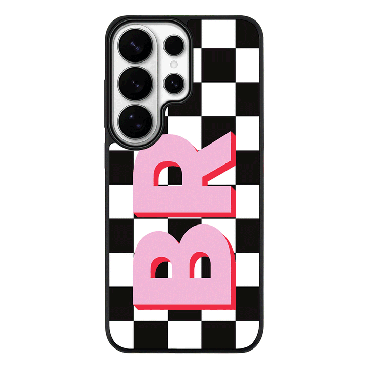 Samsung Galaxy S26 Ultra / Rugged MagSafe Custom Monogram Initial Checkerboard, Phone Case - Samsung S Series - Stylizedd.com