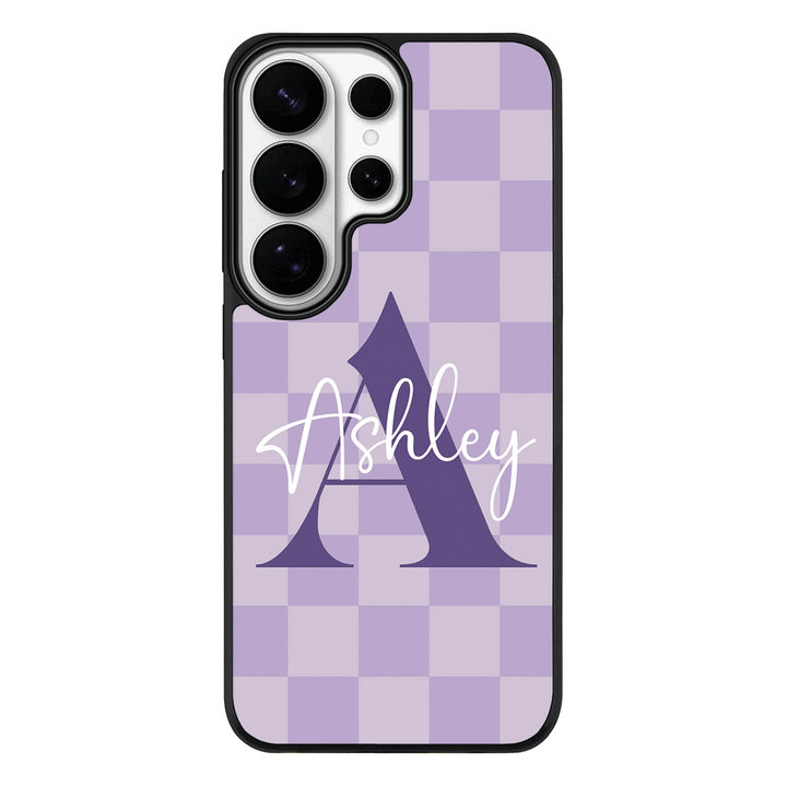 Samsung Galaxy S26 Ultra / Rugged MagSafe Personalized Name Initial Monogram Checkerboard, Phone Case - Samsung S Series - Stylizedd.com