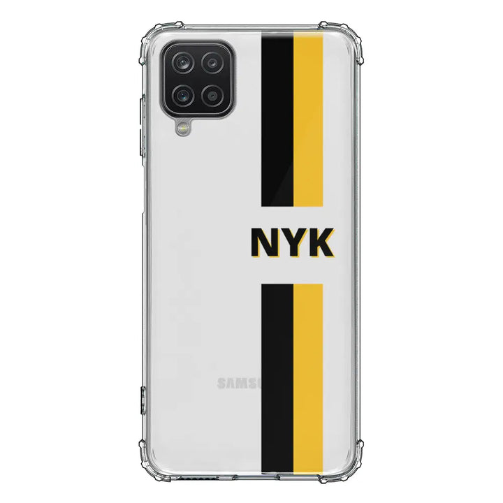 Samsung Galaxy A12 / M12 4G / Clear Classic Phone Case Custom Striped Monogram Phone Case - Samsung A Series - Stylizedd