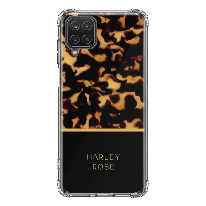 Samsung Galaxy A12 / M12 4G / Clear Classic Personalized Text Luxury Tortoise Shell Pattern, Phone Case - Samsung A Series - Stylizedd.com
