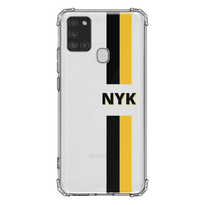 Samsung Galaxy A21S / Clear Classic Phone Case Custom Striped Monogram Phone Case - Samsung A Series - Stylizedd