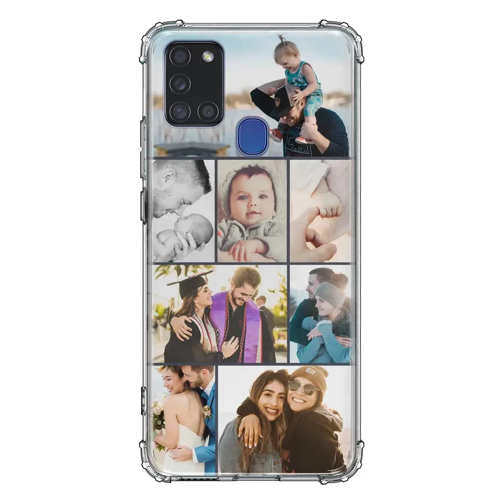 Samsung Galaxy A21S / Clear Classic Phone Case Personalised Photo Collage Grid Phone Case - Samsung A Series - Stylizedd